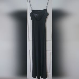 Tahari Silk Satin Low Back Gown in Black with Sequin Design!
